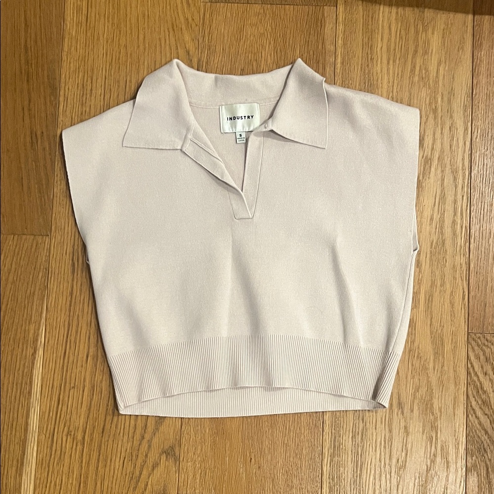 Industry Women's Cream Collared Sweater Vest